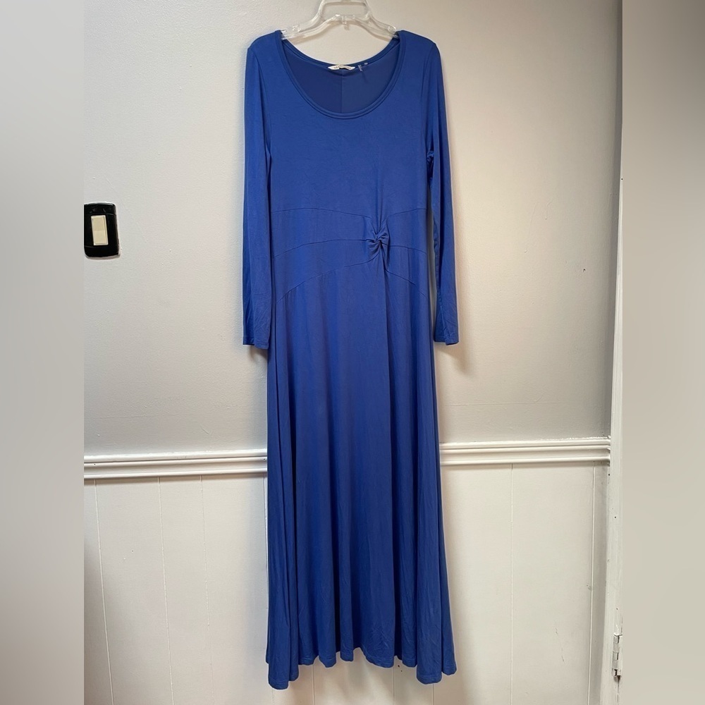 Soft Surroundings Long Sleeve blue Modest Maxi Knit Dress